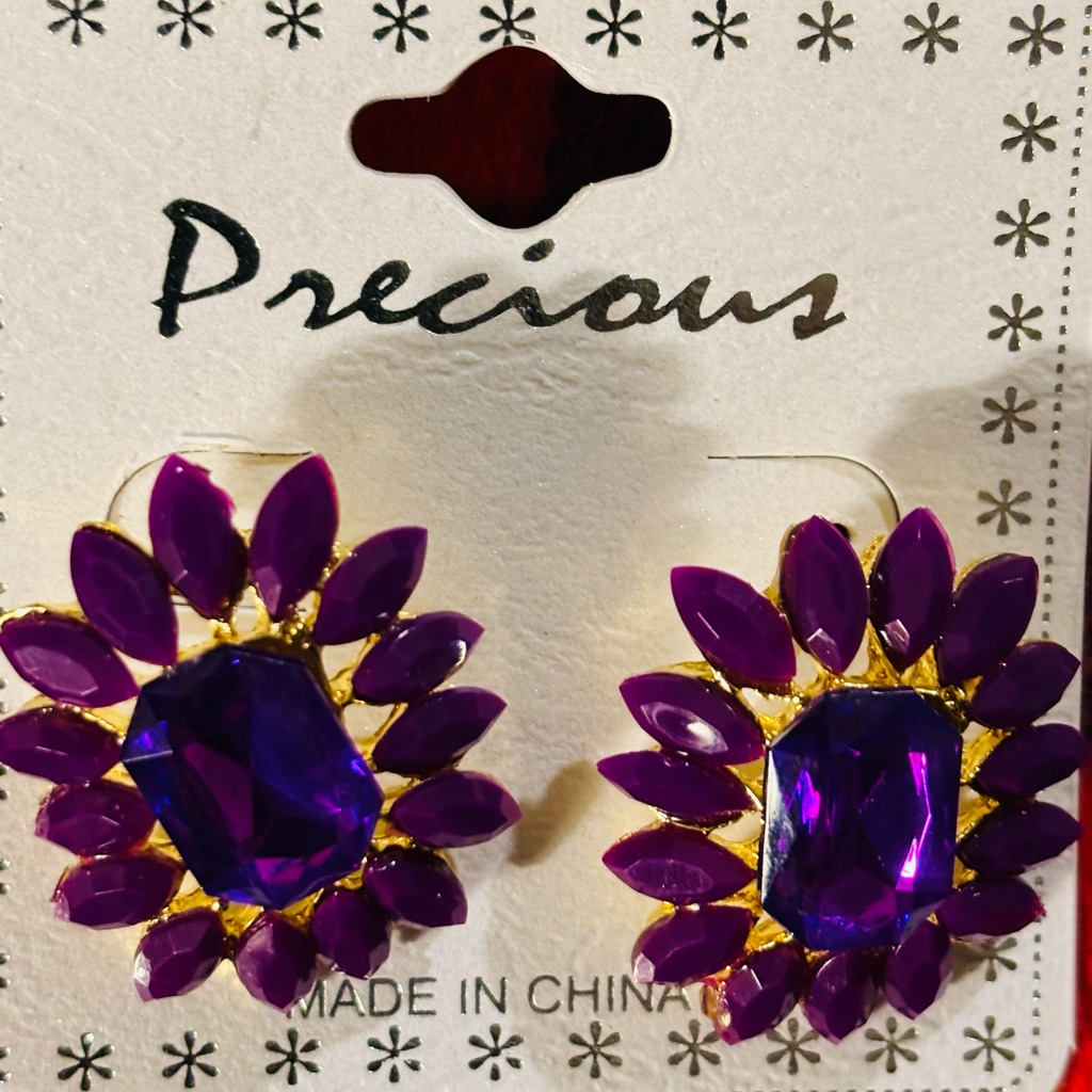 Beautiful Dark Pink Earrings By Precious New Never Worn